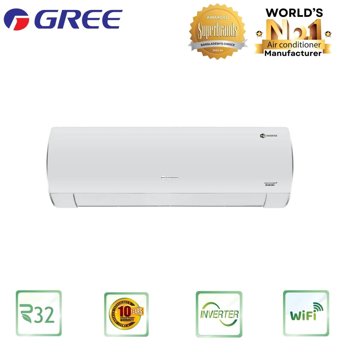 Inverter Gree Pular Split Type Air Conditioner GSH-24XFV32 (2.0 TON Inverter, Hot & Cool)